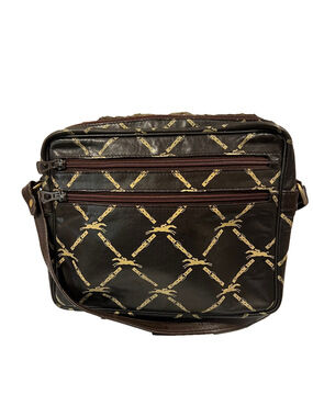 Longchamp Black Shoulder Bag with Tan Chain Print